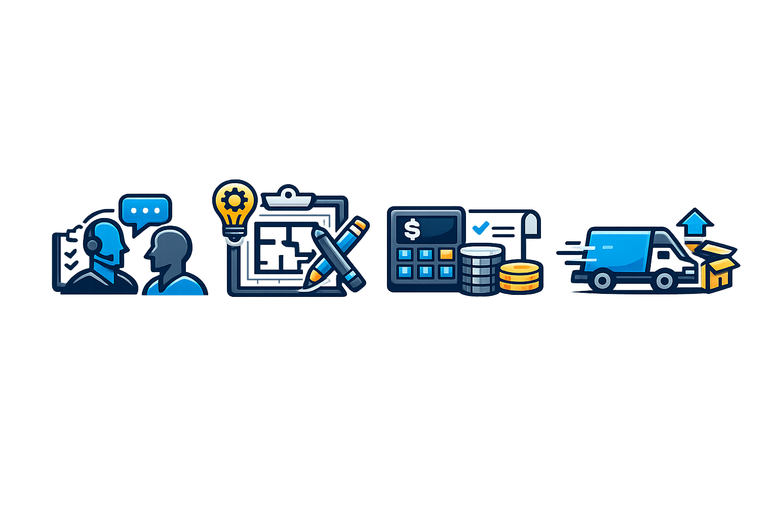 Consultation to delivery process icons